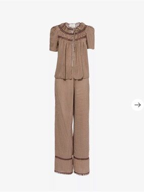 Reformation x Nara Smith Buttercup Hour Gingham-Print Pajama Set Sz M